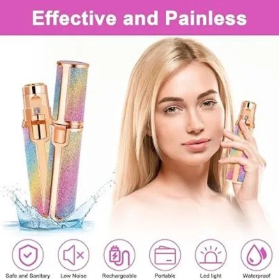 Picture of Eyebrow Epilator, 2 in 1 Rechargeable Facial Epilator, Electric Eyebrow Epilator with Painless Light with Built-in LED Light for Face, Eyebrows, Mustache, Hair, Body (Gold)