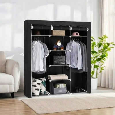 Picture of Fancy And Portable Foldable Almirah Wardrobe With 6 Cabinet And 2 Long Shelves Clothes Organizer - Wardrobe