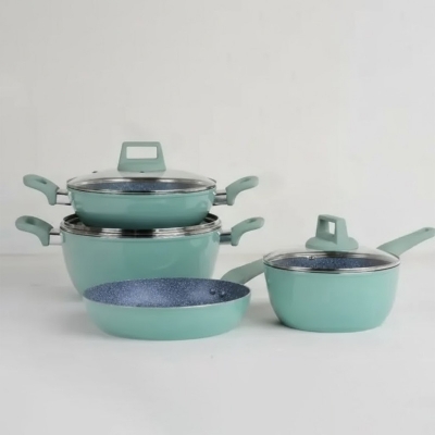 Picture of Kiam 7 Pcs Chromatic Ceramic Granite Cookware Set (Induction bottom) (Pink)