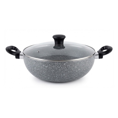 Picture of Kiam Marble Coated Karai With Glass Lid 22cm (Black)