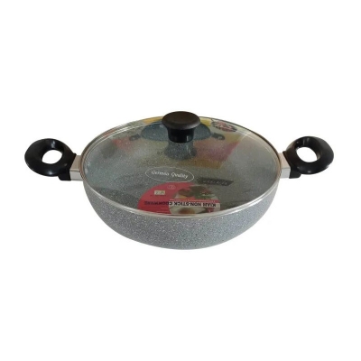 Picture of Kiam Marble Coated Karai With Glass Lid 26cm (Black)