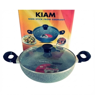 Picture of Kiam Marble Coated Karai With Glass Lid 28cm (Black)