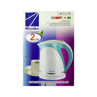 Picture of Miyako 2 Liters Electric Kettle Mk-608 - Fast Boiling for a Variety of Uses - Home Appliance (White)