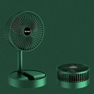 Picture of Portable Folding Fan Retractable Floor Standing Fan,Style: USB Plug In (Brown)