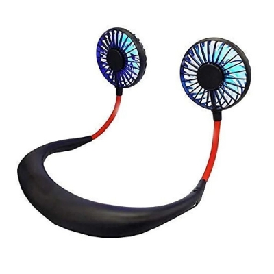 Picture of Portable Sports Neck Fan, 1800mAh USB Rechargeable Hands-Free Mini Personal Desktop Fan, 3 Wind Speeds, 7 Blades, 360 Degree (Black)