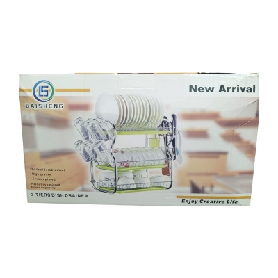 Picture of three-tier dish drainer rack by Baisheng. (Green)