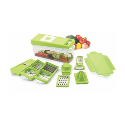 Picture of Vegetables Shredder 11 In 1 Slicer & Dicer Grater Cutter , Nicer Dicer Fruits and Vegetable Multi-functional Interchangeable Stainless Steel with Food Container (Green)