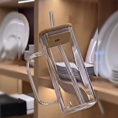 Picture of 1PC Premium-Square Mason Jar 400ml - Elegant Glass Container for Storage, Preservation and Decor, Airtight Lid, Versatile