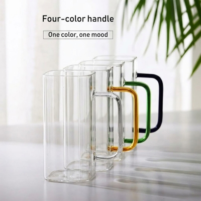 Picture of 400ml Glass Cup With Lid and Straw Transparent Bubble Tea Cup Juice Glass Beer Can Milk Mocha Cups Breakfast Mug Drinkware