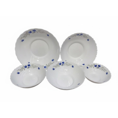 Picture of 5 Pcs Pyrex Opal Glassware Oven Safe Curry Bowl Set - Romantic Print Adds Charm To Your Table - Set Of 5 Bowls