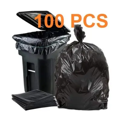 Picture of BLACK (24" X18") 100PCS Trash Bag / Poly Bag / Garbage Bag / Moyla Felar Bag / Polibag