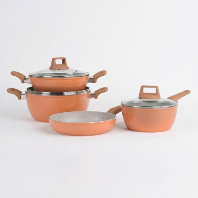 Picture of Kiam Chromatic 7 Pcs Ceramic Granite Cookware Set (Induction bottom) (Cream)