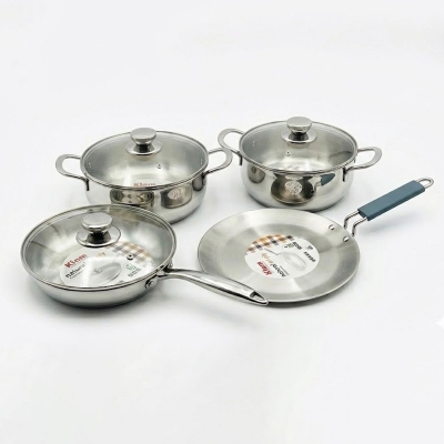 Picture of Kiam Tri-Ply Stainless Steal 7pcs Set with Glass Lids