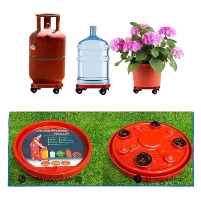 Picture of LPG Cylinder or Water jar or Flower Tub Trolly/ Caring and Easy Moving. (Red)