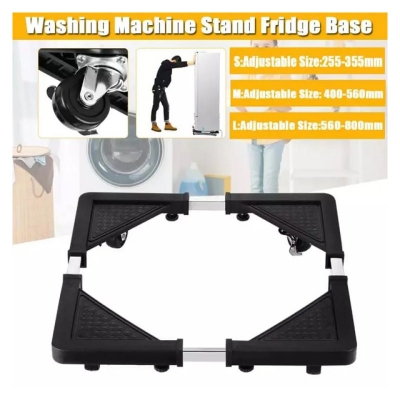 Picture of Movable Refrigerator Floor Trolley Fridge Stand Stainless Steel Washing Machine Holder Multi-functional Adjustable Base Rack