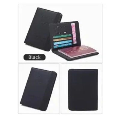 Picture of Premium Quality - 1 Pc Multi-Function Leather Passport Cover Credit Cards Holder Travel Cover Case - Trend and Need full (Black)