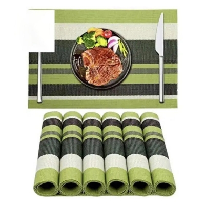 Picture of PVC Placemats Set of 6 for Dining Table Non Slip Heat Resistant Table Mats(6 Placemats,Green)