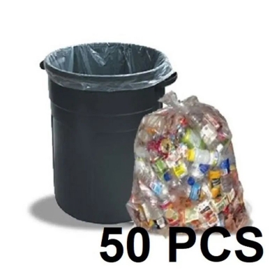 Picture of Transparent (16" X12") 50PCS Trash Bag / Poly Bag / Garbage Bag / Moyla Felar Bag / Polibag (White)