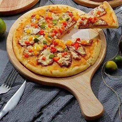 Picture of 14 Inch Bamboo Pizza Platter, Tray, Pans (Gold)