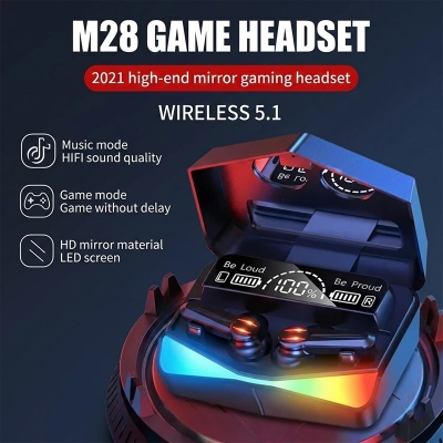 Picture of M28 TWS Gaming Headset Bluetooth 5.1 45Ms Low Latency Wireless Earphone with Stereo Bluetooth Gaming Headphones Earbuds (Black)