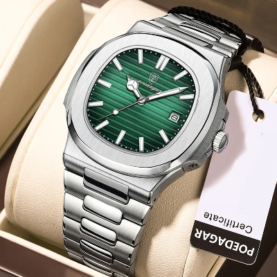 Picture of Poedagar 613 Luxury Stainless Steel Strap Watch (Green Dial)