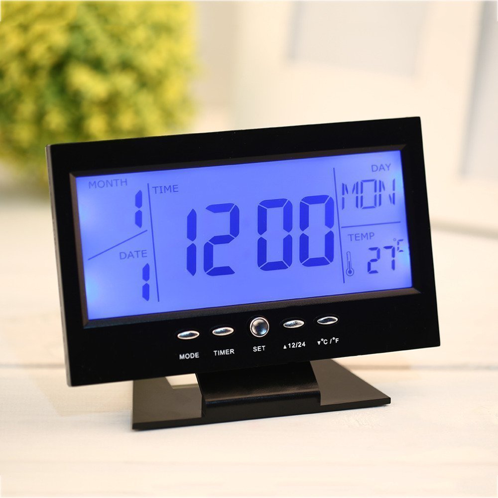 Picture of Digital LCD Clock with Calendar, Temperature Sensor, Alarm for Table and Study Desk