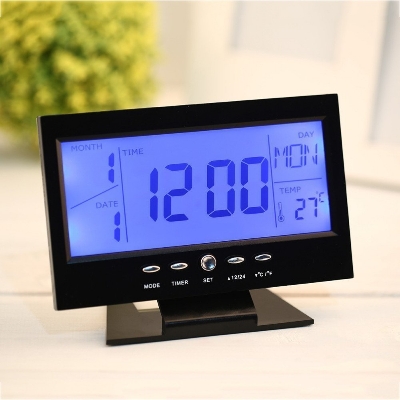 Picture of Digital LCD Clock with Calendar, Temperature Sensor, Alarm for Table and Study Desk