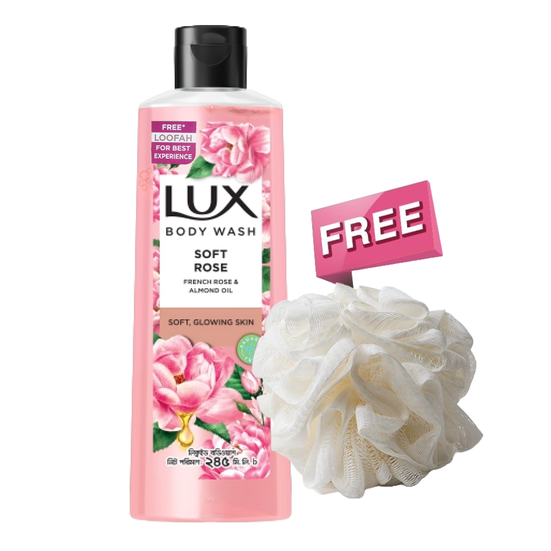 Picture of Lux Body Wash French Rose & Almond 245ml (Free Loofah)