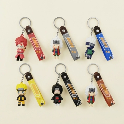 Picture of Premium 3D Chibi Naruto Keychains – Naruto, Kakashi, Sasuke, Itachi, Gaara & Jiraiya with 'GAME KO' Strap