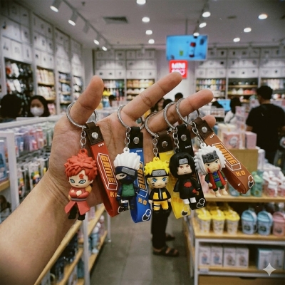 Picture of Premium 3D Chibi Naruto Keychains – Naruto, Kakashi, Sasuke, Itachi, Gaara & Jiraiya with 'GAME KO' Strap