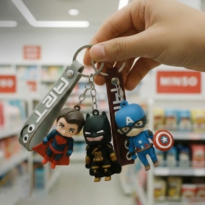Picture of Premium 3D Chibi Superhero Keychains – Batman, Superman, Ironman, Spiderman & Captain America Edition