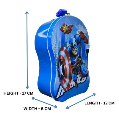 Picture of Marvel Captain America Metal Coinbox Piggy Bank with Lock & Key – Avengers Money Saver Box