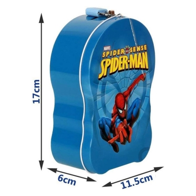 Picture of Marvel Spiderman Metal Coinbox Piggy Bank with Lock & Key – Large 17cm Tin Money Saver