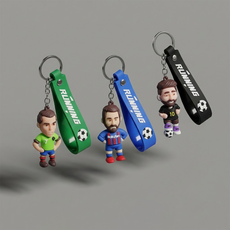 Picture of Premium 3D Football Star & Mascot Keychains with Silicone Strap