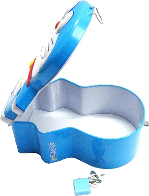 Picture of Doraemon Metal Piggy Bank Coinbox with Lock & Key – Cute Tin Money Saver for Kids