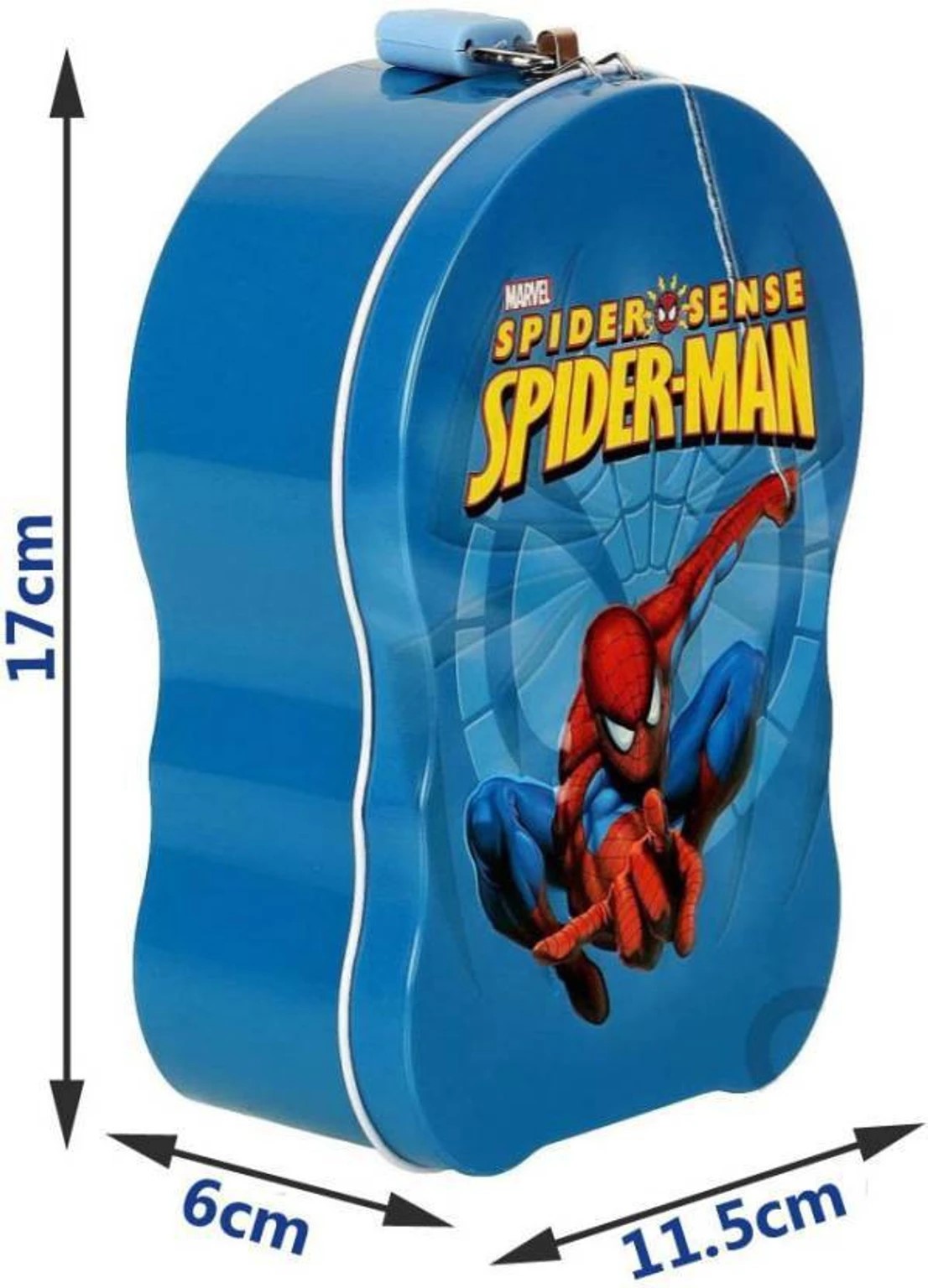 Picture of Marvel Spiderman Metal Coinbox Piggy Bank with Lock & Key – Large 17cm Tin Money Saver
