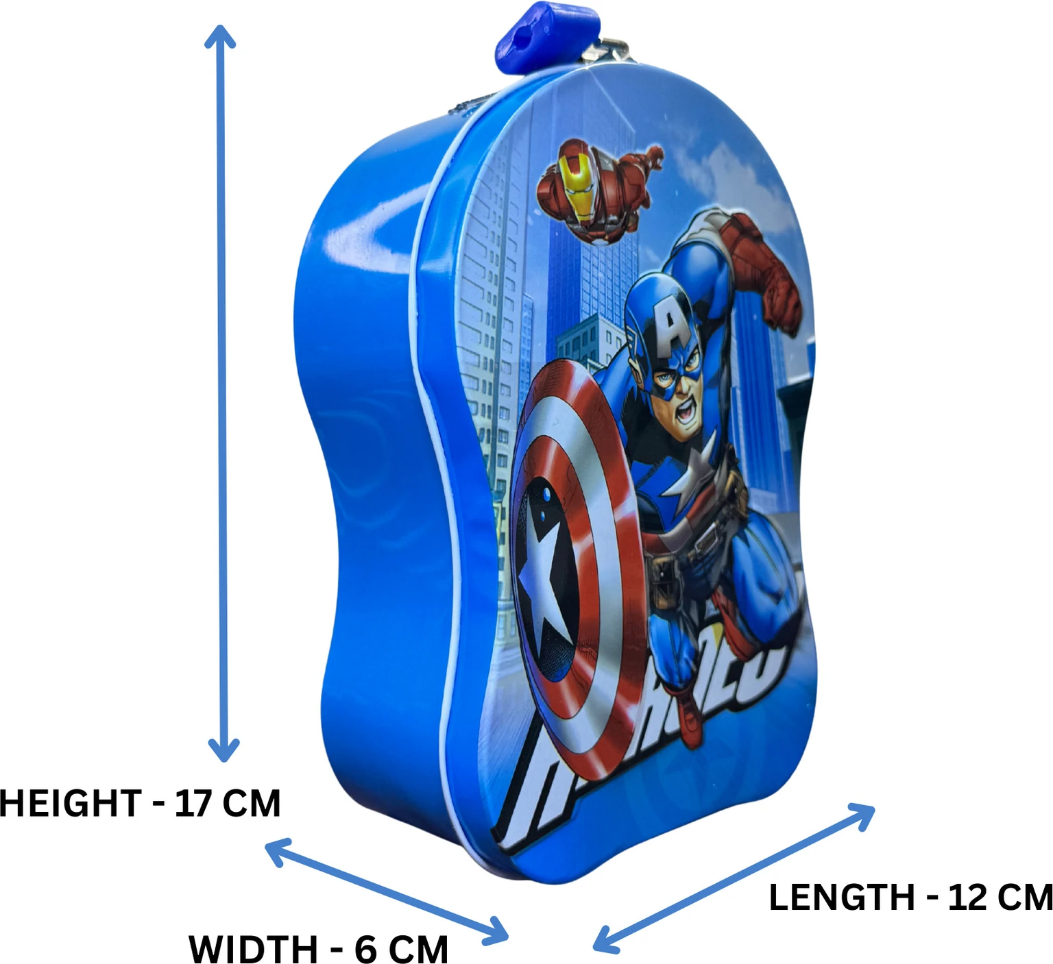Picture of Marvel Captain America Metal Coinbox Piggy Bank with Lock & Key – Avengers Money Saver Box