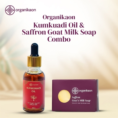 Picture of Organikaon Kumkumadi Oil & Saffron Goat Milk Soap Combo