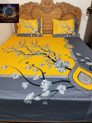 Picture of King size bed sheet with two pillow cover 100% cotton fabric