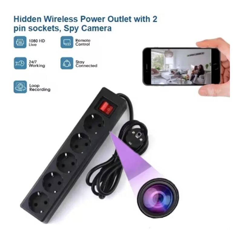 Picture of WiFi Power Strip with Full HD IP Camera, Like Multi-plug Camera Wifi Camera