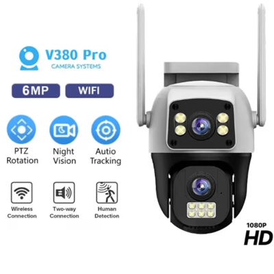 Picture of Dual Lens 6MP Wifi IP Camera Outdoor Indoor Network PTZ Security Camera V380 Pro Security CCTV Camera Wireless IP Security for Home Office Factory