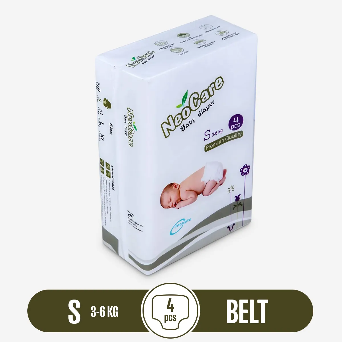 Picture of Neocare Baby Diaper S-4pcs (3-6 kg)