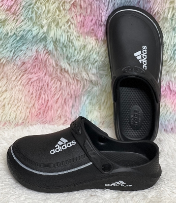 Picture of Mens New Adiform Comfortable Thick Footbed Mule Clogs Slip-on Crocs Shoes Sandals Black