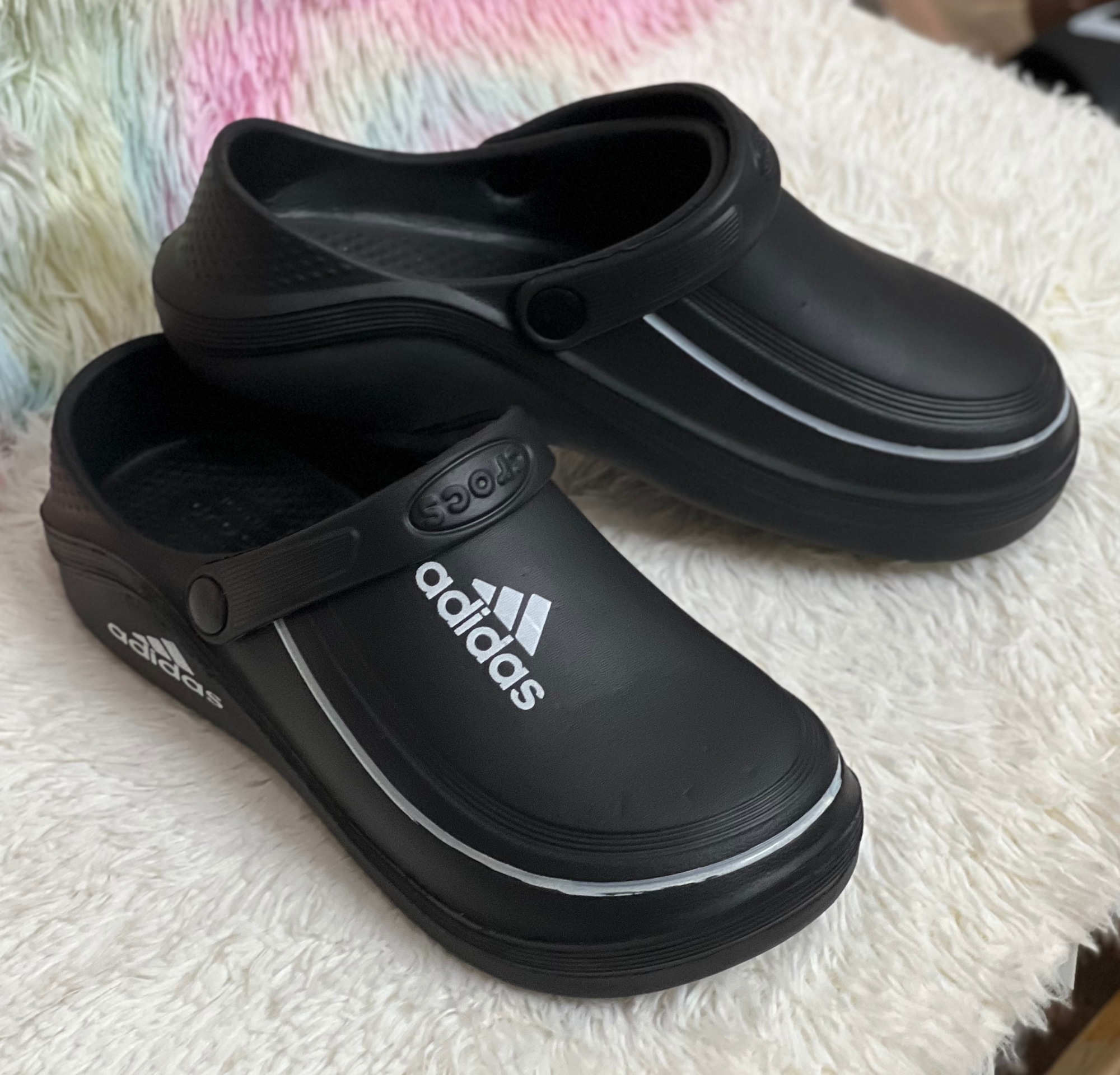 Picture of Mens New Adiform Comfortable Thick Footbed Mule Clogs Slip-on Crocs Shoes Sandals Black