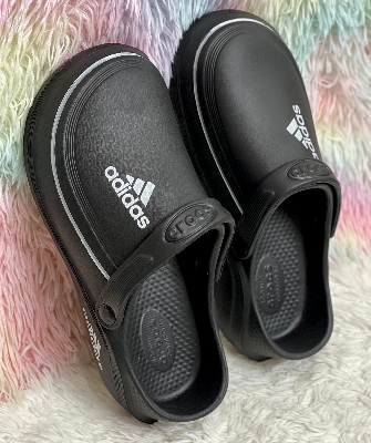 Picture of Mens New Adiform Comfortable Thick Footbed Mule Clogs Slip-on Crocs Shoes Sandals Black
