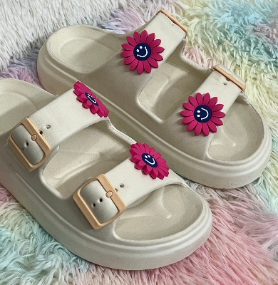 Picture of New Soft EVA Rubber Lightweight & Comfortable Buckle Sandals with Cute Charms for Girls & Womens
