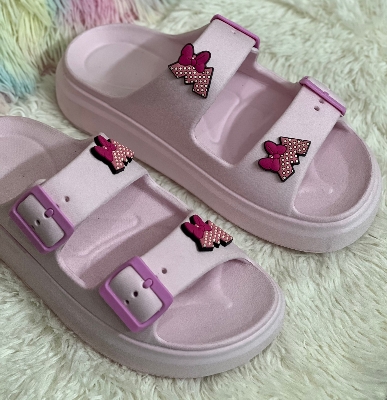 Picture of New Soft EVA Rubber Lightweight & Comfortable Buckle Sandals with Cute Charms for Girls & Womens