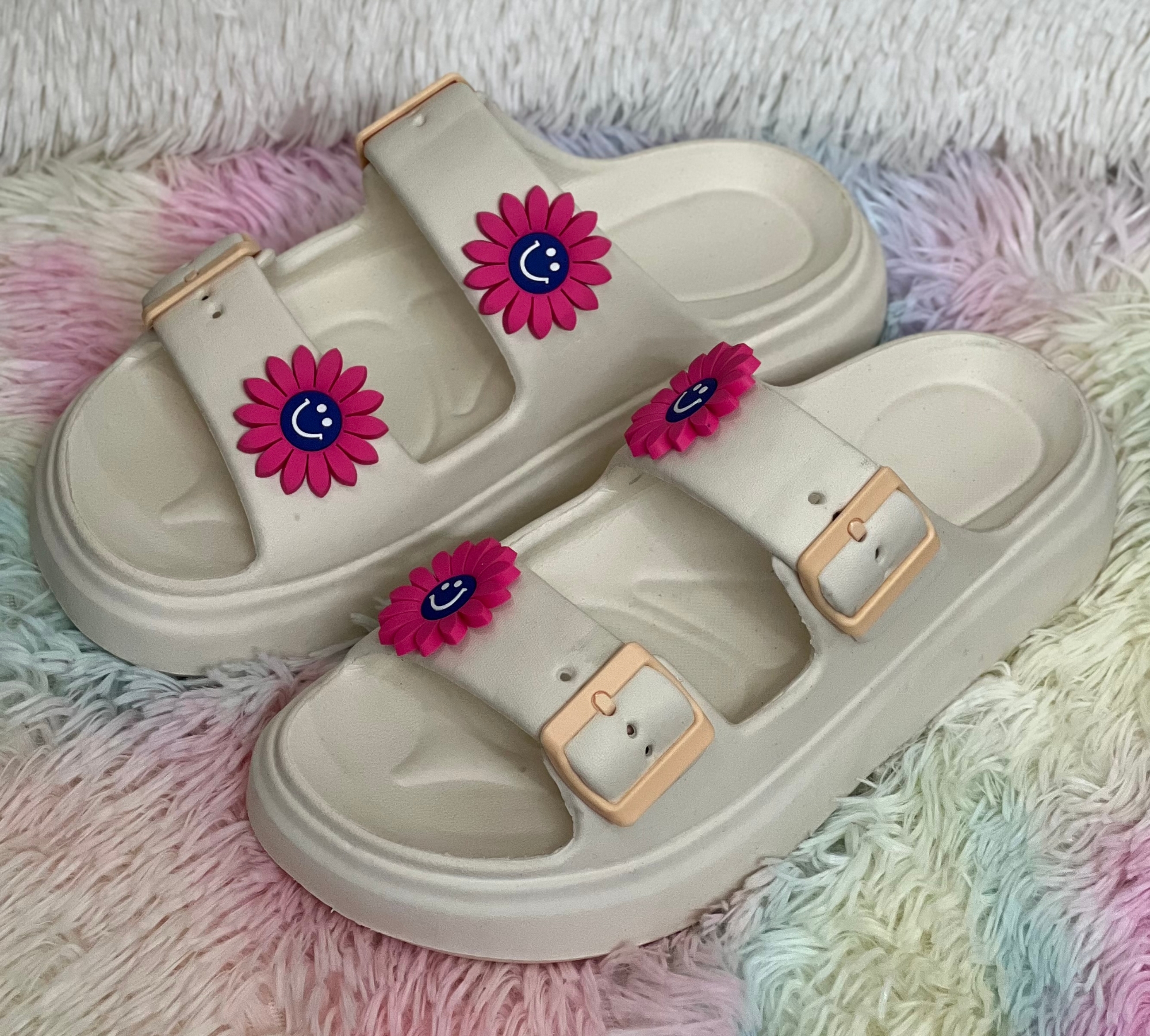Picture of New Soft EVA Rubber Lightweight & Comfortable Buckle Sandals with Cute Charms for Girls & Womens