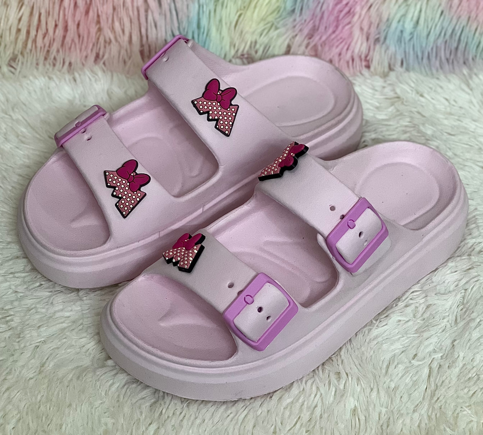 Picture of New Soft EVA Rubber Lightweight & Comfortable Buckle Sandals with Cute Charms for Girls & Womens
