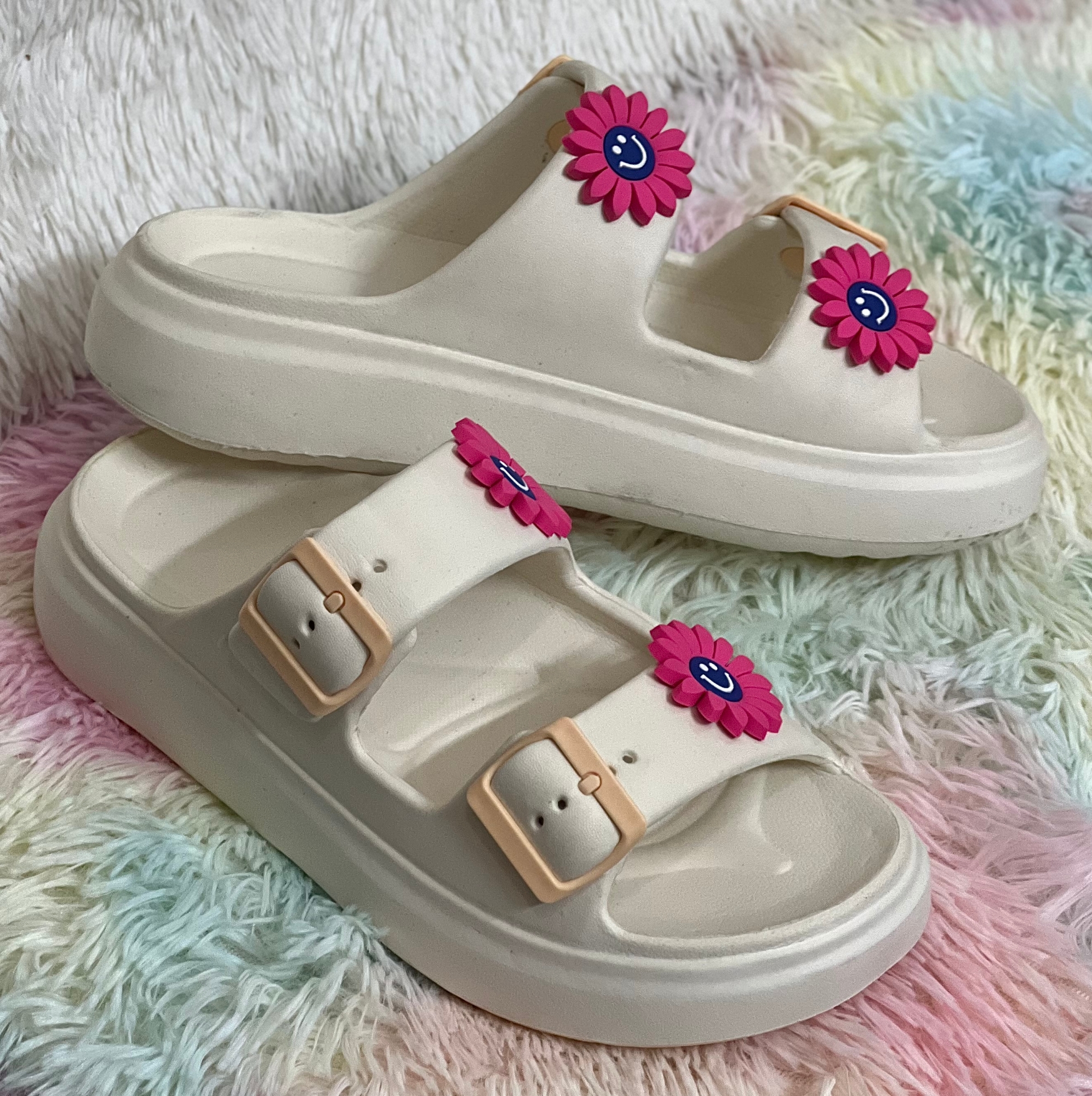 Picture of New Soft EVA Rubber Lightweight & Comfortable Buckle Sandals with Cute Charms for Girls & Womens